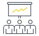 Icon of people standing in front of a screen